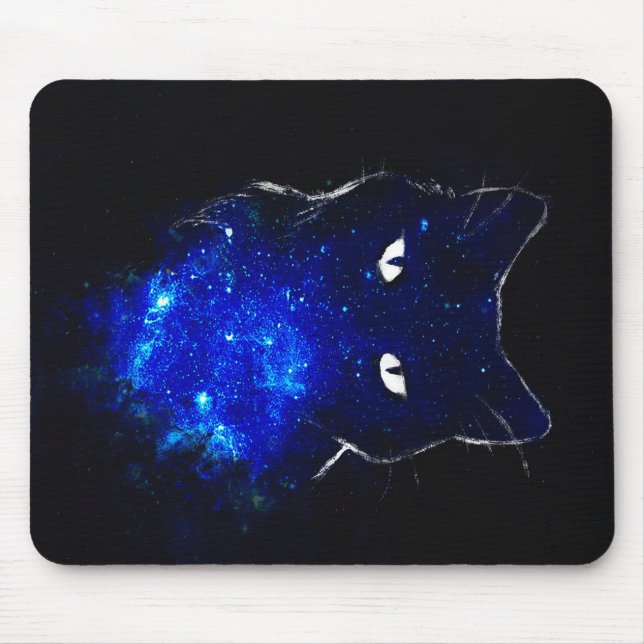 Space Cat Black Cat Gift, Cute Kitten Galaxy Gift Mouse Mat (Front)