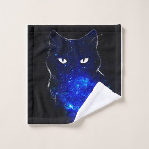 Space Cat Black Cat Gift, Cute Kitten Galaxy Gift Wash Cloth