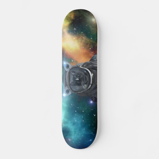 Space Cat - Colour Nebula - Skateboard (Front)