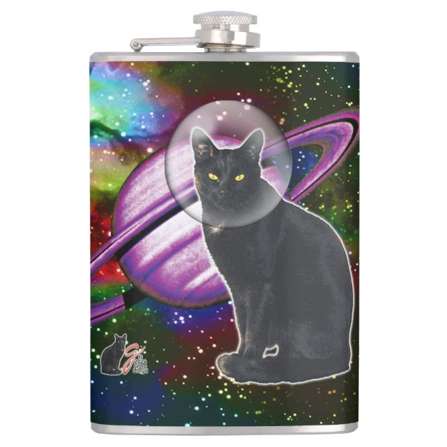 Space-Cat Cosmo Hip Flask (Front)