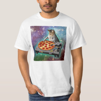 Space Cat DJs Pizza T-Shirt