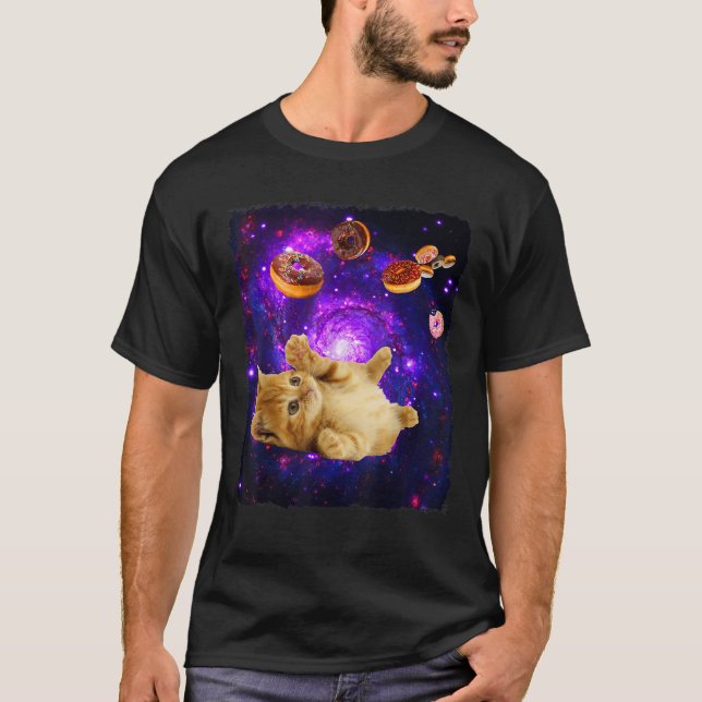 Space Cat Doughnu Super Flying Kitty Galaxy   T-Shirt (Front)