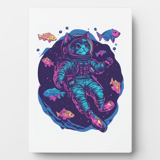 Space Cat Dreams � Funny Vaporwave Galaxy Kitty Plaque (Front)