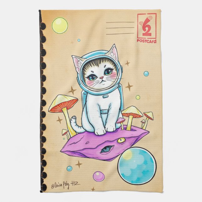 Space Cat Dreams Kitchen Towel (Vertical)