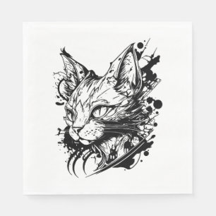 Space Cat In Vintage Tattoo Style  Napkin