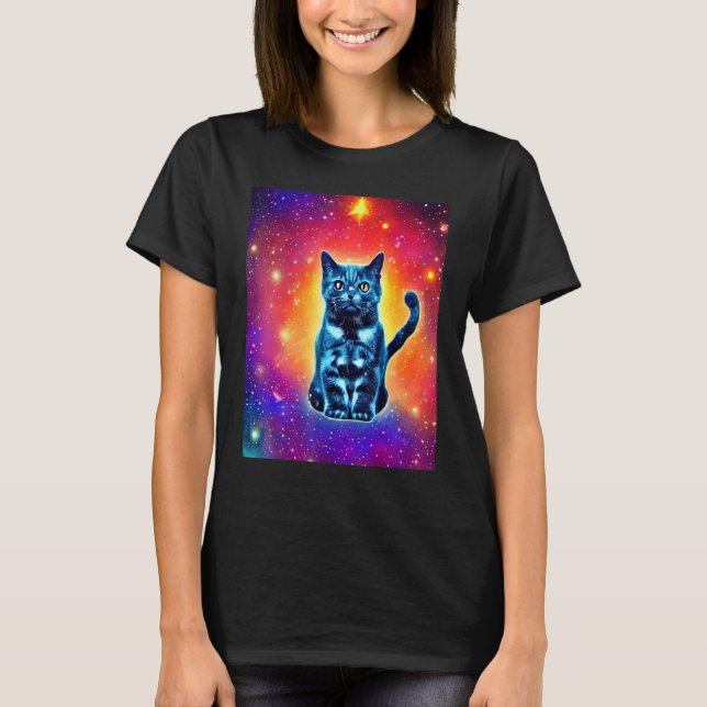 Space Cat Kitty Kitten In Cat Style 1 T-Shirt (Front)