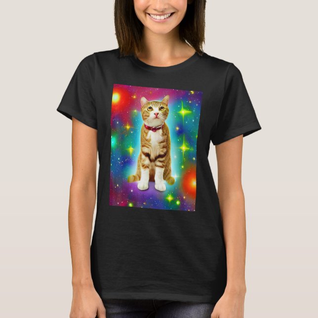 Space Cat Kitty Kitten In Cat Style T-Shirt (Front)