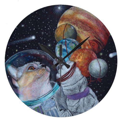 Image of Space Cat Large Clock