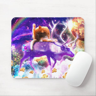 Space cat licking itself mouse mat