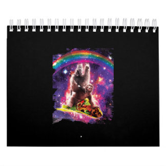 Space Cat Llama Sloth Riding Taco Calendar