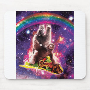Space Cat Llama Sloth Riding Taco Mouse Mat