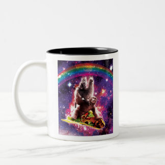 Space Cat Llama Sloth Riding Taco Two-Tone Coffee Mug