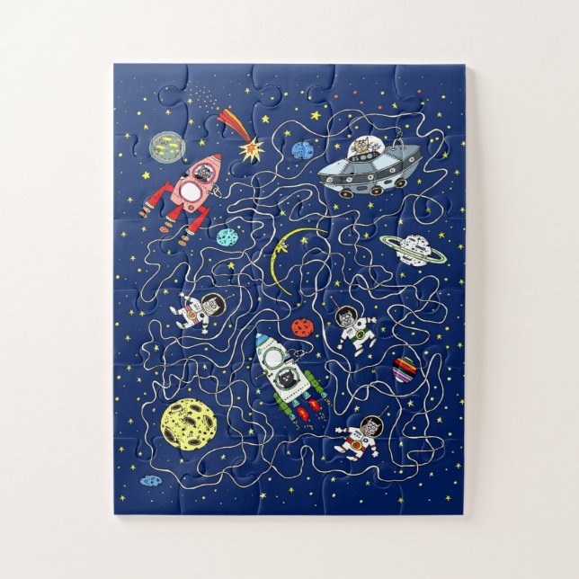 Space Cat Maze Game for Kids Jigsaw Puzzle (Vertical)