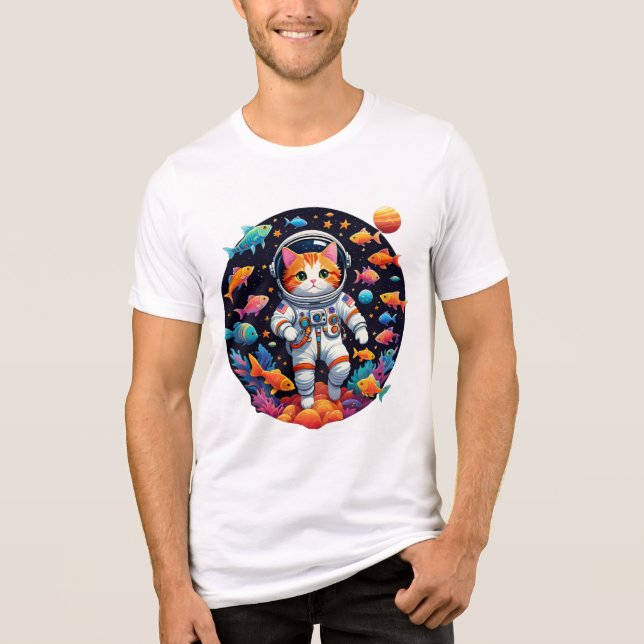 Space Cat Odyssey – Cosmic Explorer Tri-Blend Shirt (Front)