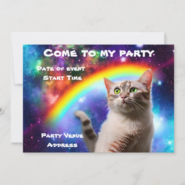 Space Cat Party Invitation (Front)