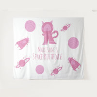 Space Cat Pink Galaxy Birthday    