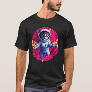 Space Cat Pizza Lover Astronaut Funny T-Shirt