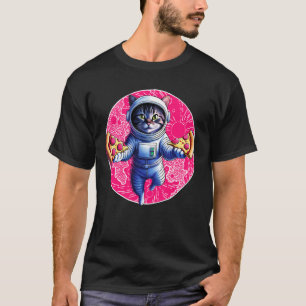 Space Cat Pizza Lover Astronaut Funny T-Shirt