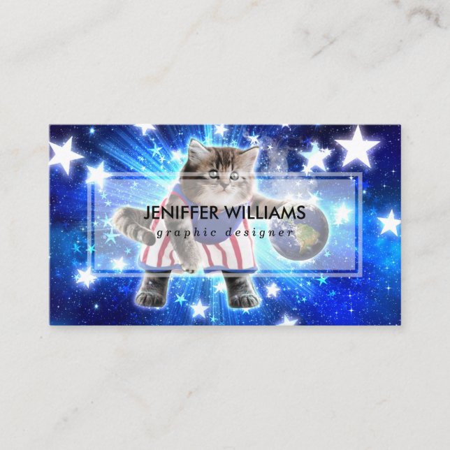 Space cat playing basketball                       business card (Front)
