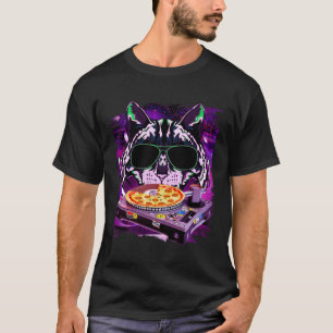 Space Cat Remix DJ PIZZA Remix for cat galaxy T-Shirt