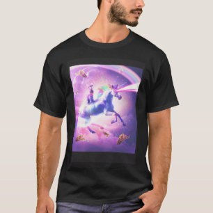 Space Cat Riding Unicorn Laser Tacos And Rainbow T-Shirt