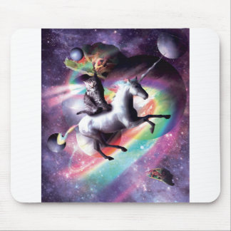 Space Cat Riding Unicorn - Laser, Tacos, Rainbow Mouse Mat