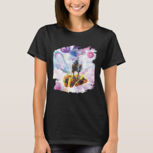 Space Cat Riding Wolf Unicorn Taco & Doughnut T-Shirt