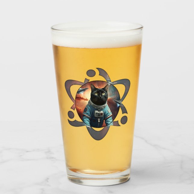 Space Cat Science Glass (Front Filled)