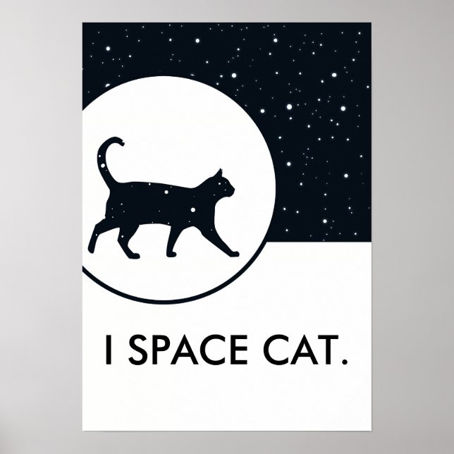 Space cat stars sky designed customised text poster (Front)