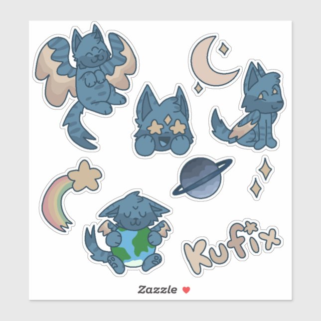 Space cat stickers (Sheet)