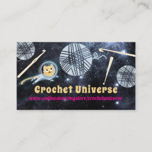 Space cat universe yarn crochet hooks business card