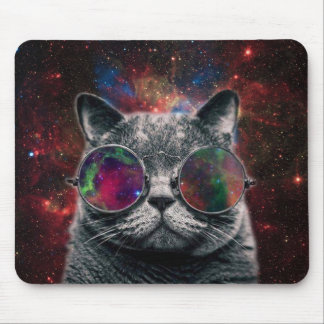 Space Cat Wearing Goggles in Front of the Galaxy Mouse Mat
