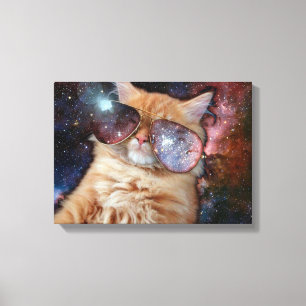 Space cat wearing sunglasses canvas print