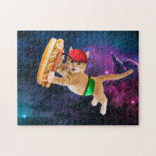 Space cat with caps and fanny pack jigsaw puzzle