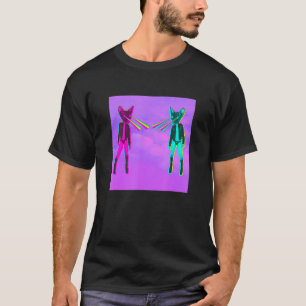 Space Cat With Laser Eyes Vaporwave T-Shirt