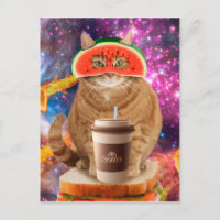 Space cat with watermelon glasses
