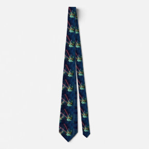 Space cat with yelow glasses tie