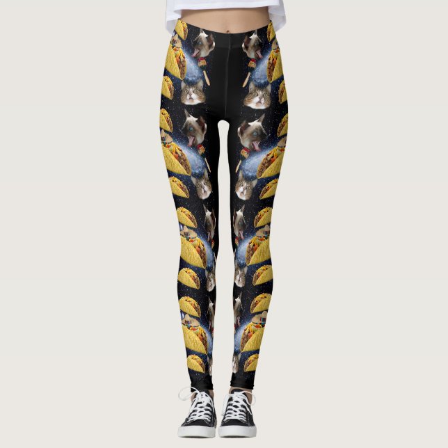 Space Cats and Tacos Leggings (Front)