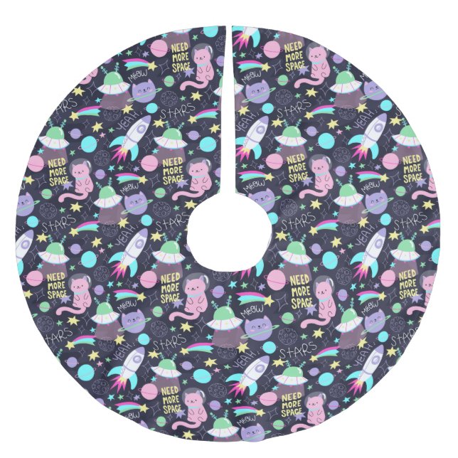 Space Cats Brushed Polyester Tree Skirt (Front)