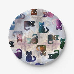 Space Cats Cute Cat  Paper Plate