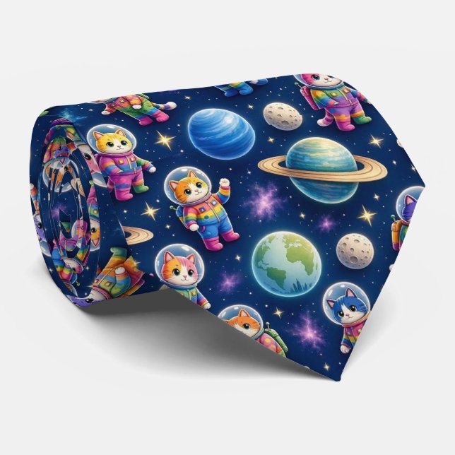 Space Cats Intergalactic Planets Solar System Tie (Rolled)