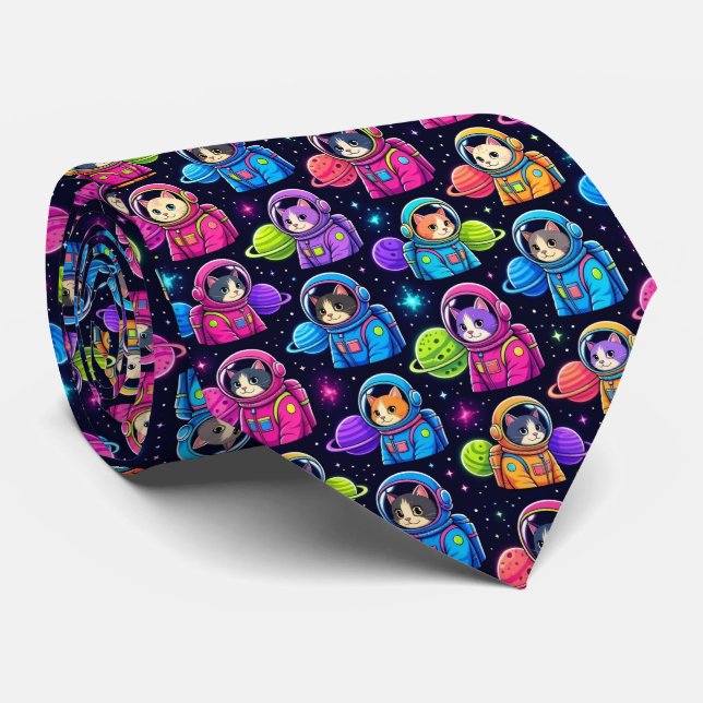 Space Cats Intergalactic Planets Solar System Tie (Rolled)