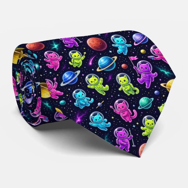 Space Cats Intergalactic Planets Solar System Tie (Rolled)