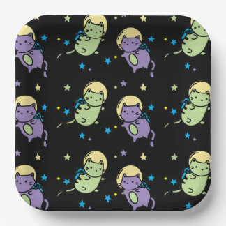 space cats  paper plate