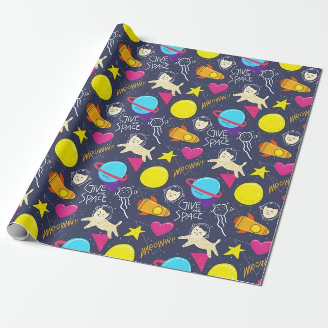 Space Cats Wrapping Paper (Unrolled)