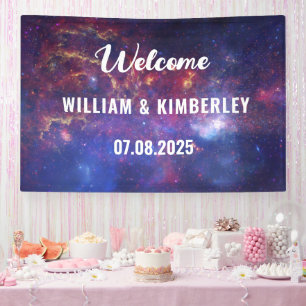 Space Celestial Sky Galaxy Nebula Elegant Wedding  Banner