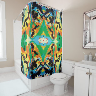 Space Chicken abstract splatter Shower Curtain