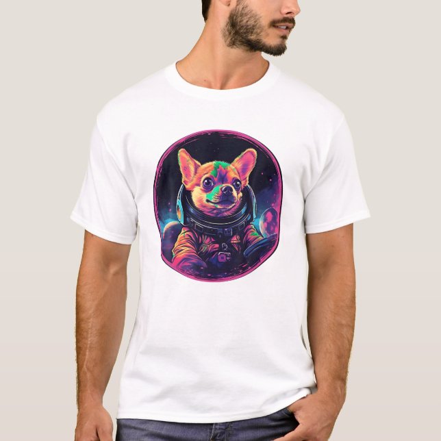 Space Chihuahua Dog Mum Dad Chihuahua T Shirt (Front)