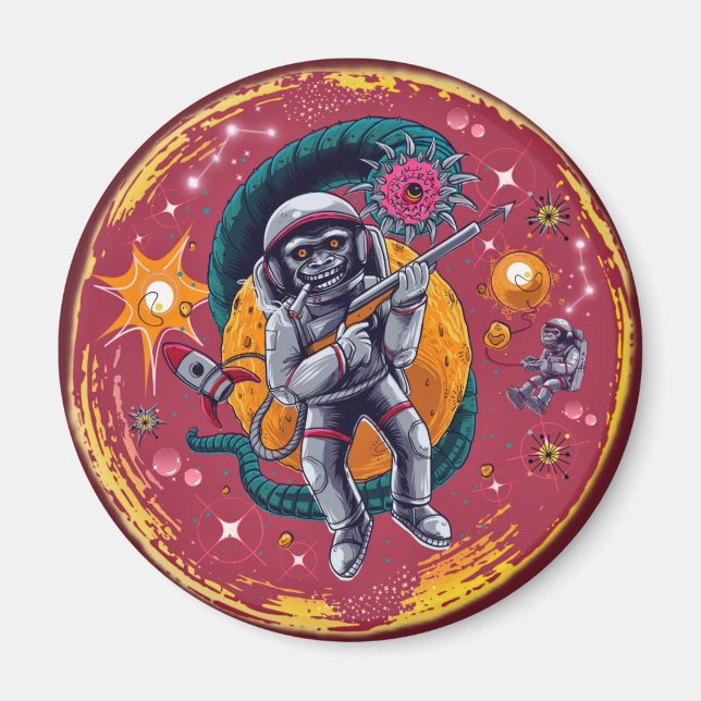 Space Chimp - Retro Sci-Fi Astronaut Magnet (Front)