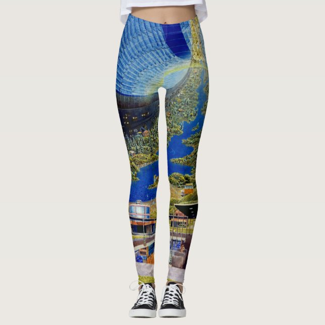 Space Colony Artwork / Science Fiction Art Leggings (Front)